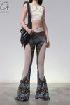 RUI fish scale stitching mesh flared pants RSS23KN06 nightfall black and gray gradient